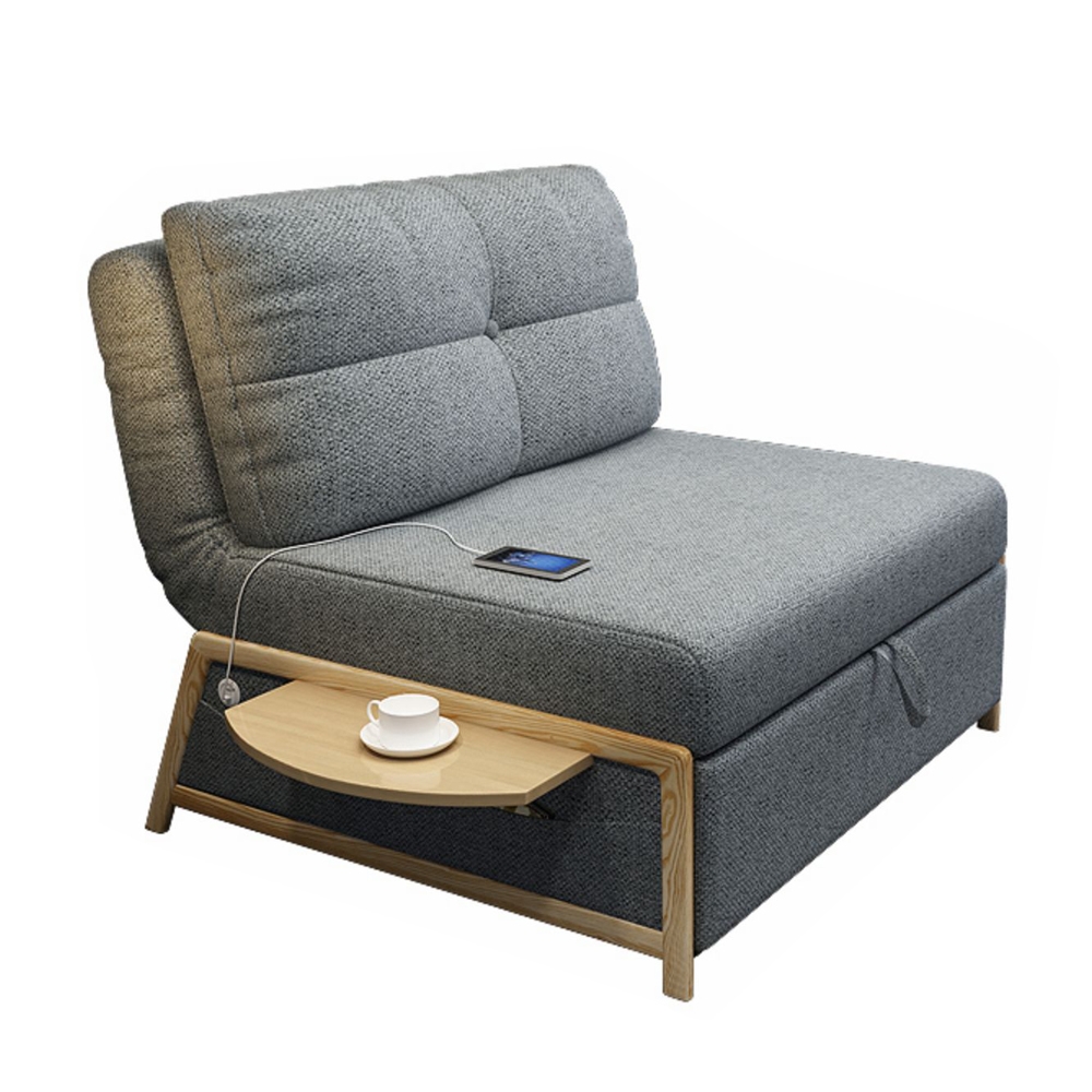 Sofa Bed Cotton&linen Upholstered 1-seat Convertible Sofa with a Accent Table window image