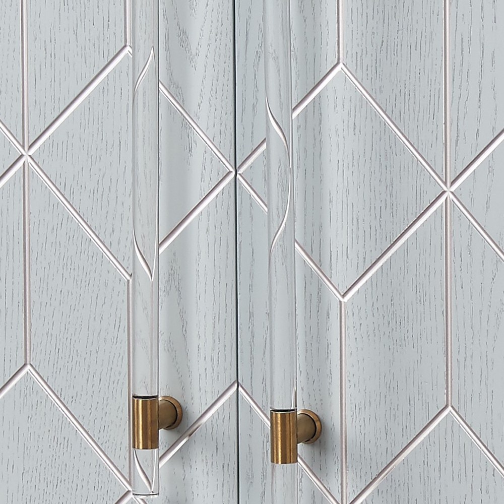 59" Modern Sideboard Buffet 4-Door with Acrylic Pulls Gold Finish window image