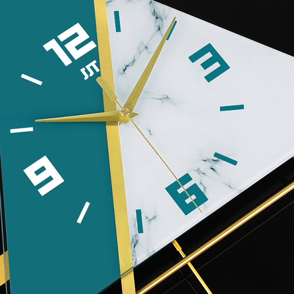 Modern Geometric Triangles Wall Clock with Double Layer Design&Golden ...