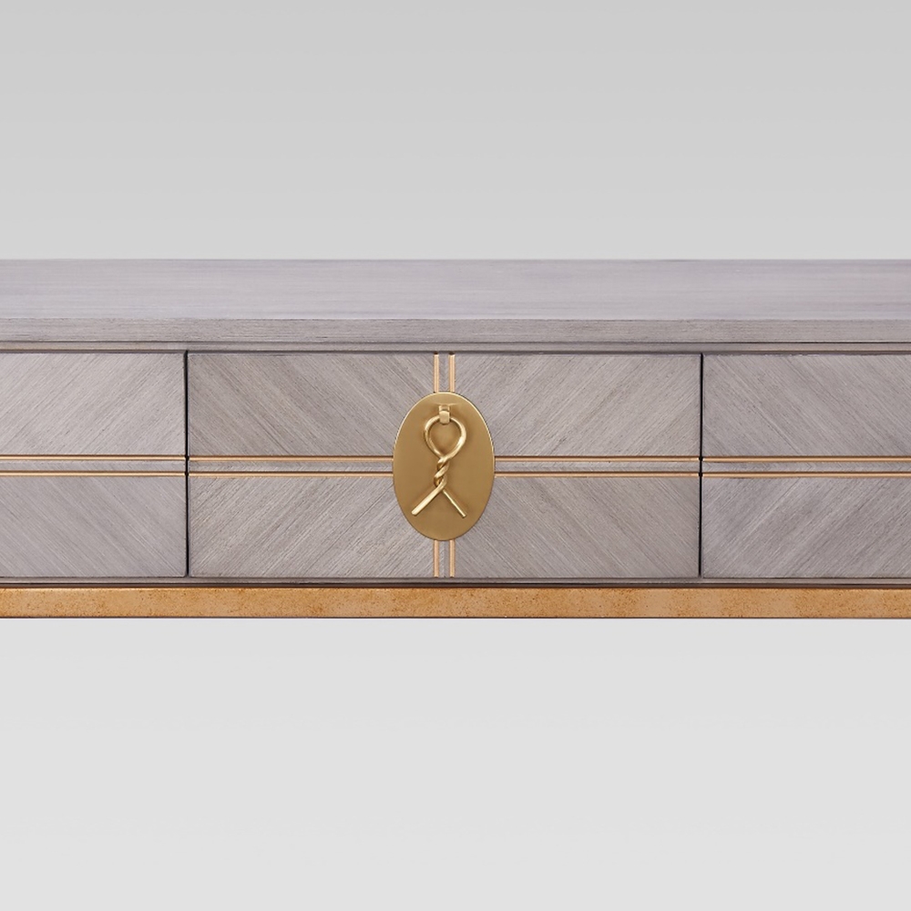 Modern Wood Console Table with Drawers with Metal Frame window image