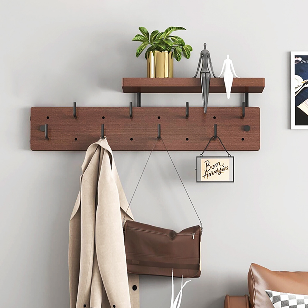 Perchero moderno de pared con estante y gancho Imagen de ventana