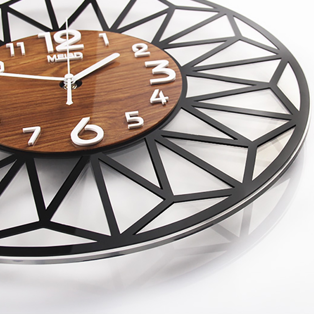 X-Large Modern Simple Geometric Acrylic Wall Clock with Hollow-out Design window image