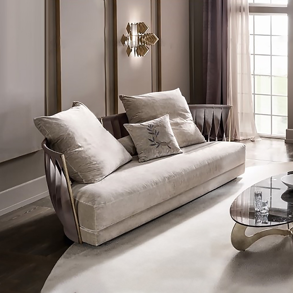 Gray Velvet Upholstered Sofa 3-Seater Mid-century Couch window image