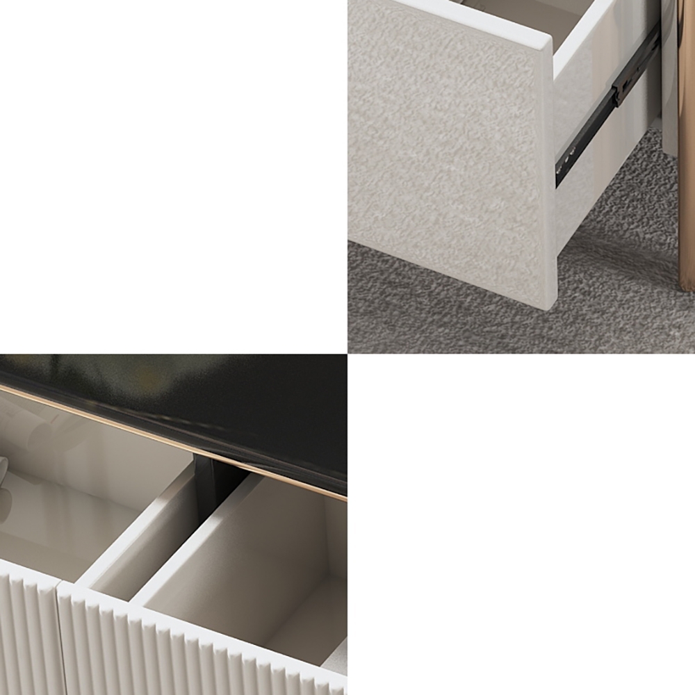 Modern Large Coffee Table with Storage Marble Top & Stainless Steel Legs window image