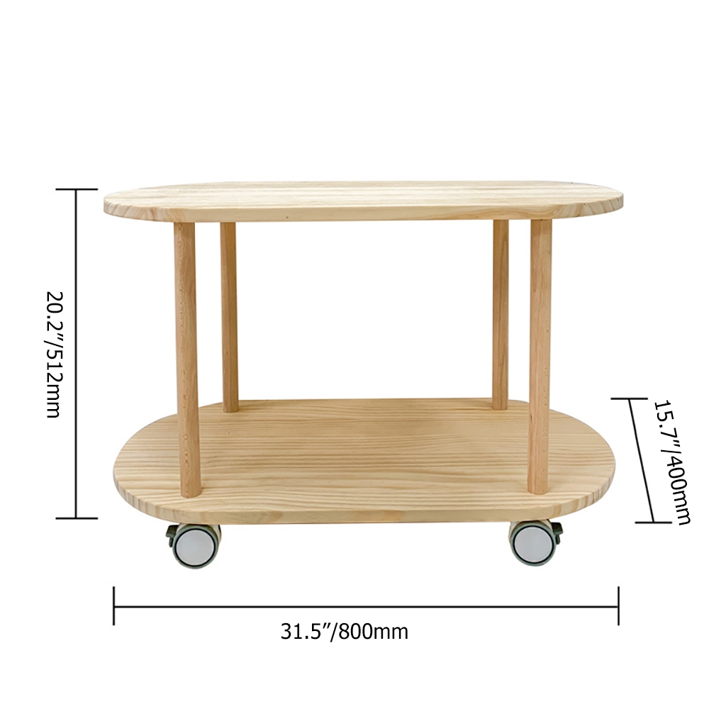 Wooden 2-Tier Kids Toys Organiser Shelves Storage Cart with Casters window image