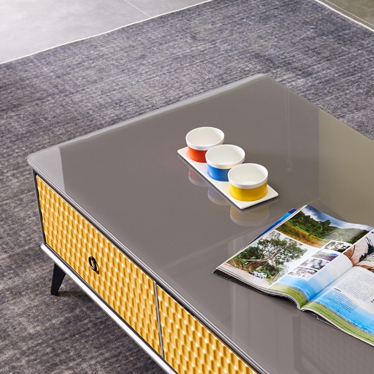 Modern Rectangle Coffee Table with Drawers in Orange window image