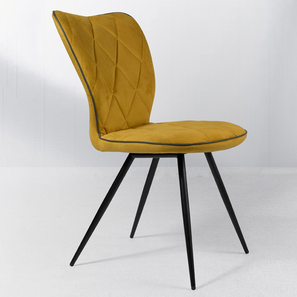 Moderne eetkamerstoel met hoge rugleuning fluwelen gestoffeerde eetkamerstoel set van 2 Vensterafbeelding