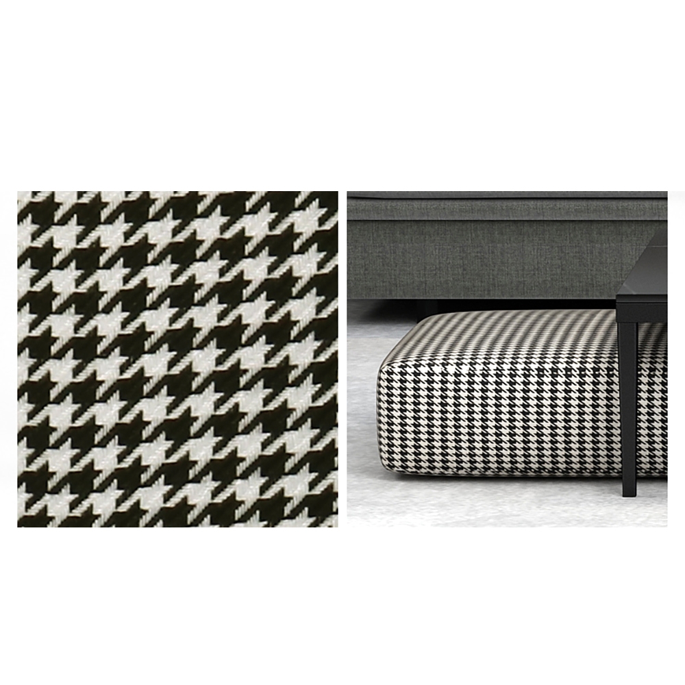 Modern Coffee Table Set with Ottoman & Sintered Stone Top & Metal Legs in 3 Pieces window image