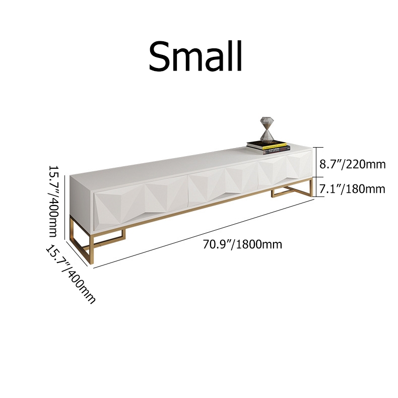 Nordic Black TV Stand 3D Embossed Surface Media Console 3 Drawers in Small window image