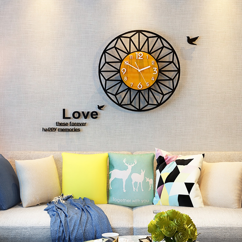 X-Large Modern Simple Geometric Acrylic Wall Clock with Hollow-out Design window image