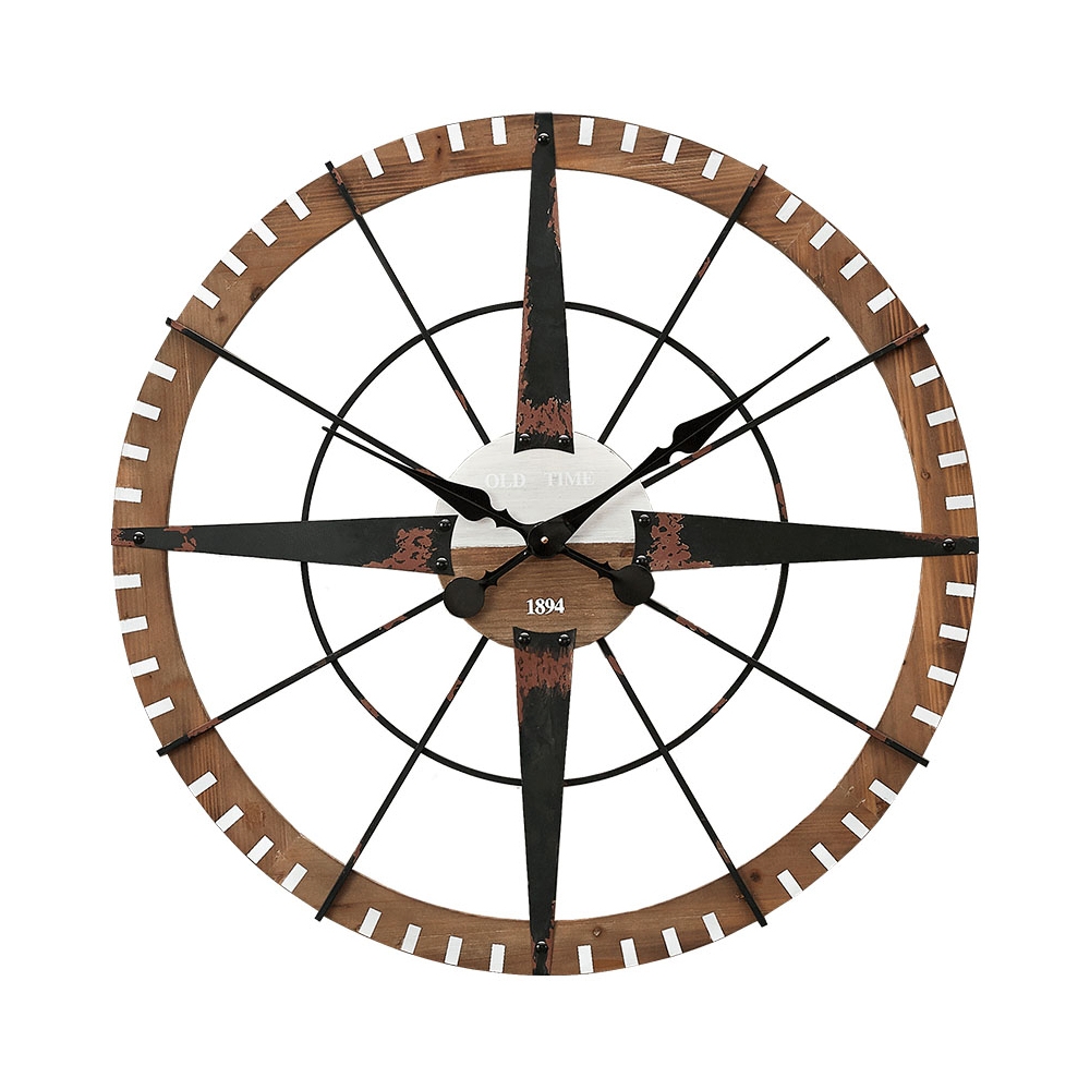 Retro-Industrial Style Round Oversized Wall Clock with Growth Ring Design window image