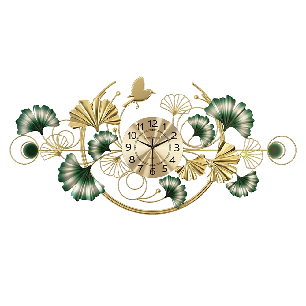 1000mm x 500mm Ginkgo Leaves Deluxe Oversized Metal Wall Clock window image