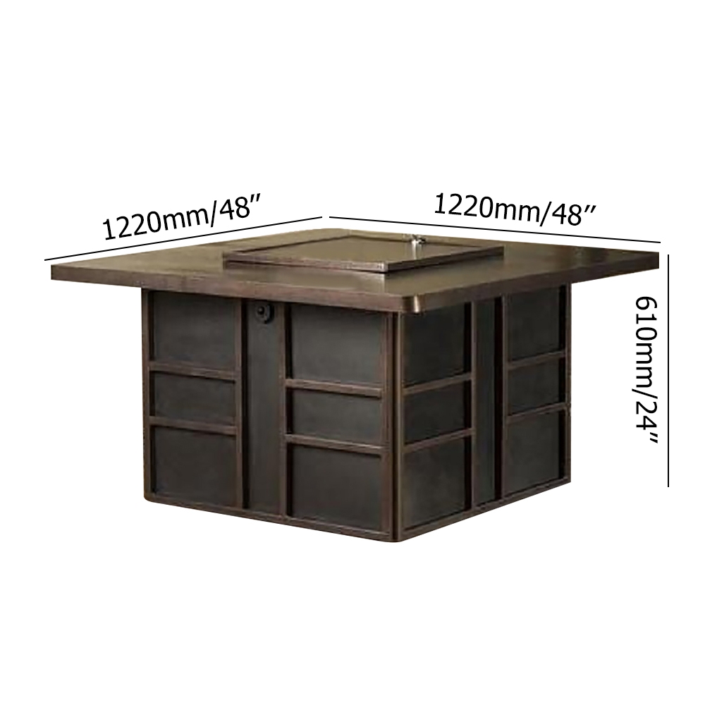 Outdoor Steel Propane Gas Fire Pit Table Gift Box Shape Garden Dining Table window image