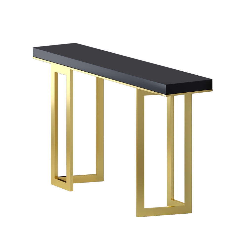 Modern Black Narrow Console Table in Wood & Metal window image