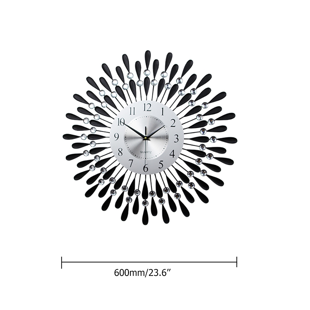 600mm Light Luxury Nordic Style Creative Modern Sunburst-chape Metal Wall Clock window image