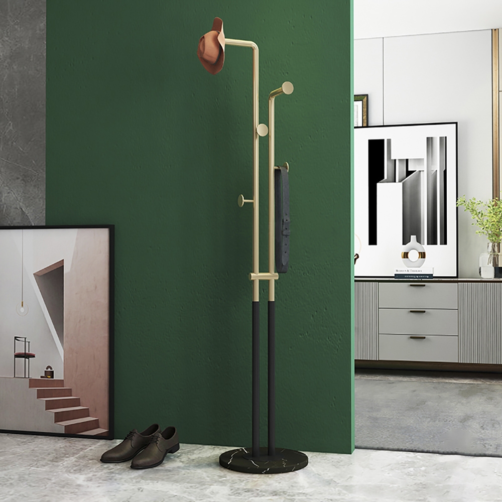 Scandinavian Style Round Coat Rack in White/Black/Gold window image