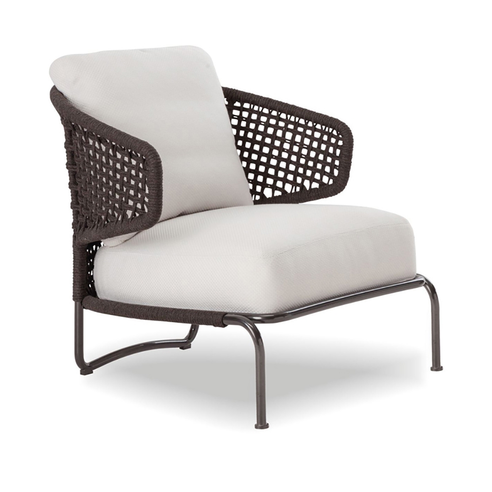 Rattan Patio Accent Chair with Square Arm and Cushion Pillow window image