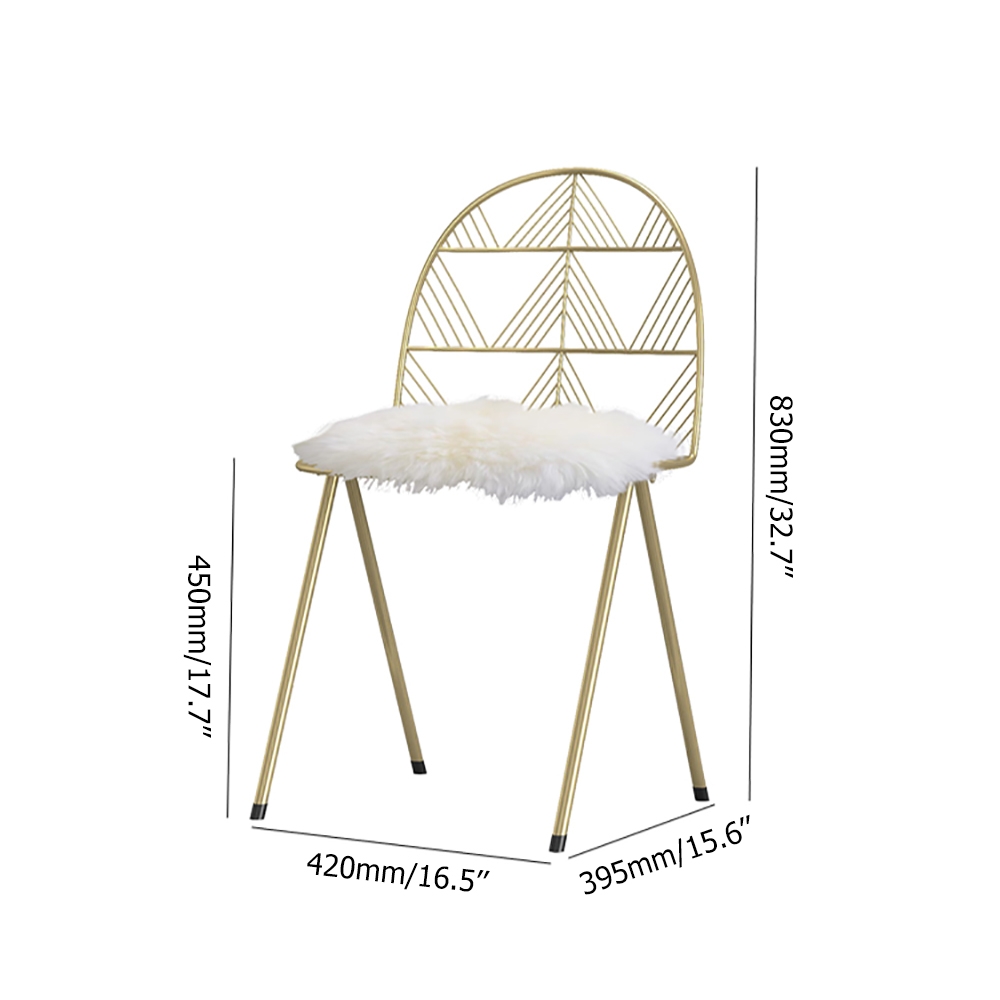 Nordic Accent Chair in Gold Finsh Chair with White Wool Cushion Accent Chair window image