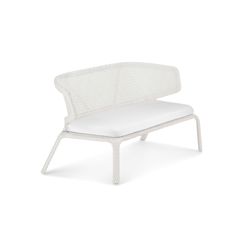 White Rattan Outdoor Sofa Loveseat with Cushion 4 Legs window image