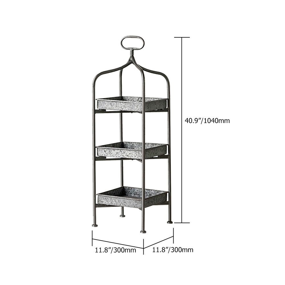 Farmhouse Vintage 3-Tier Square Foldable Standing Storage Shelf Organizer