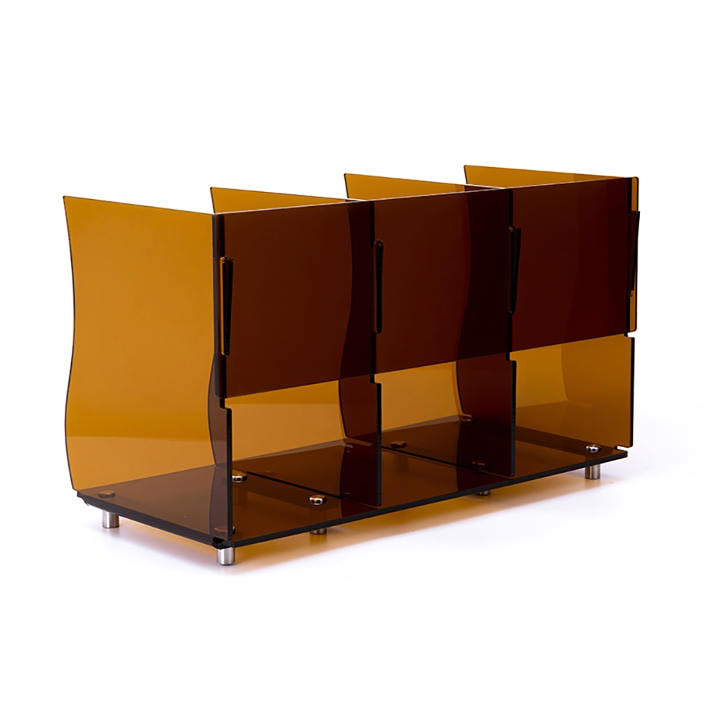 Acrylic Tawny Desktop Organiser Books Holder Magazine Stand window image
