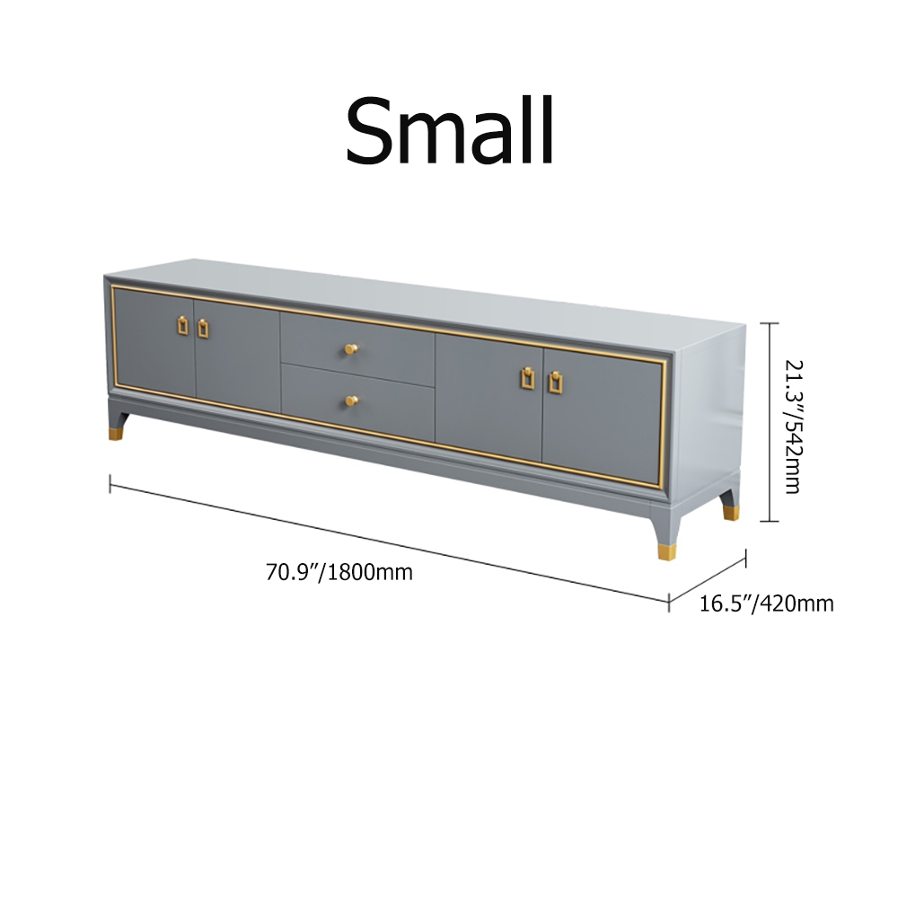 70" Minimalist Senior Gray TV Stand with Doors & Drawers in Small window image