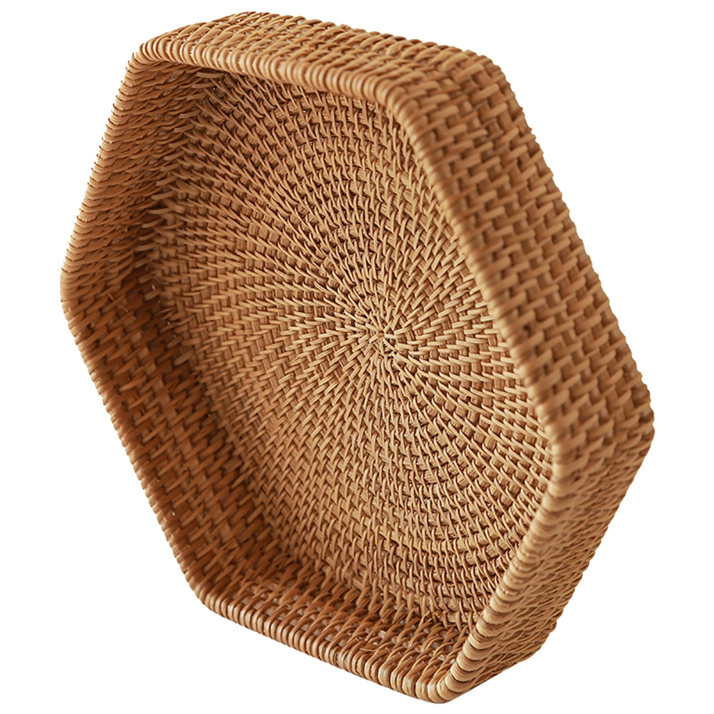 Rustic Rattan Desk Organizer in Natural Set of 2 window image