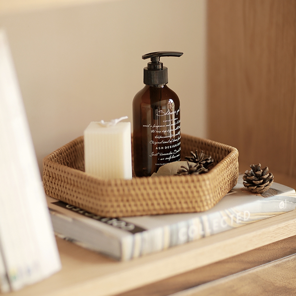 Rustic Rattan Desk Organizer in Natural Set of 2 window image
