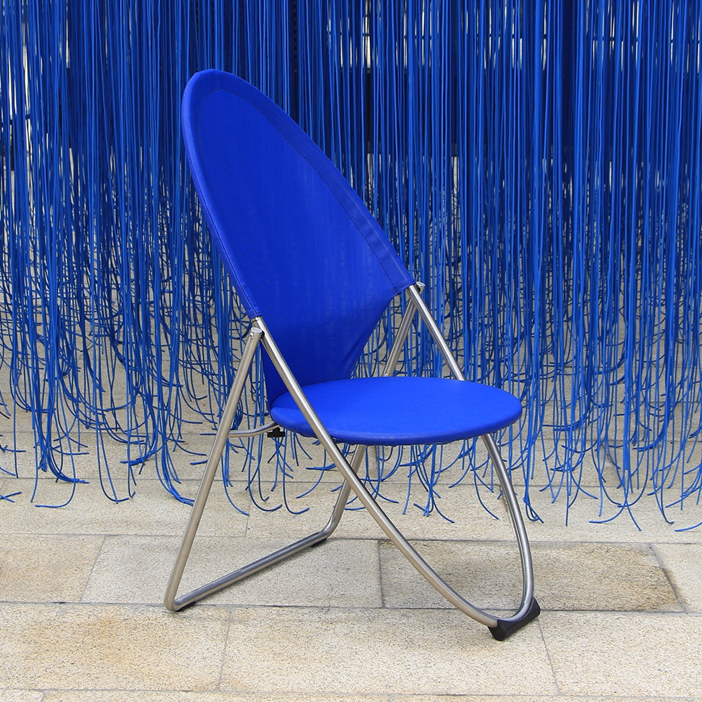 2-Piece Outdoor Folding Chair with Blue Net Back window image