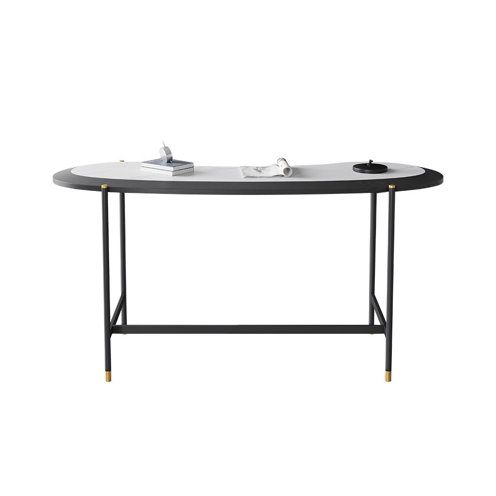 Modern Writing Desk with Drawer Sintered Stone Top & Metal Legs