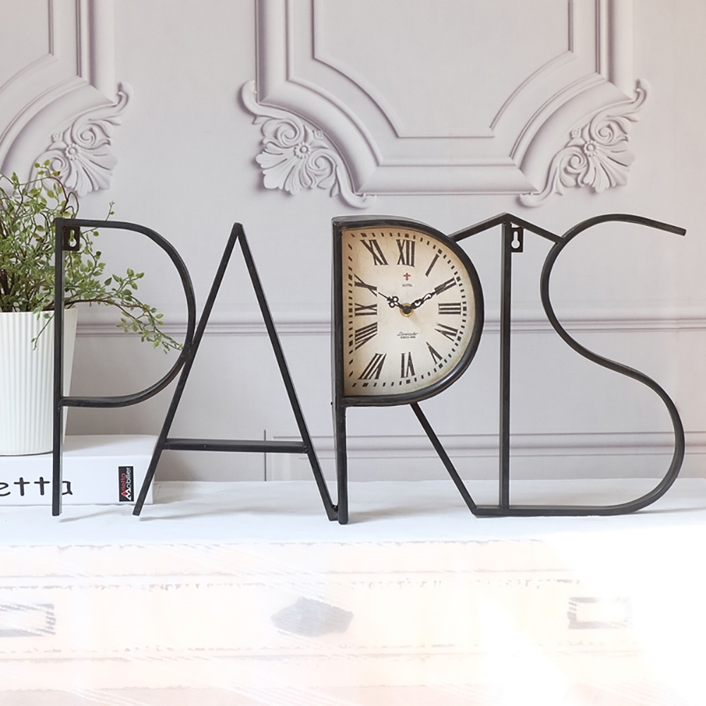 Nordic Retro-Style Black Metal Large Wall Clock Home Decor window image