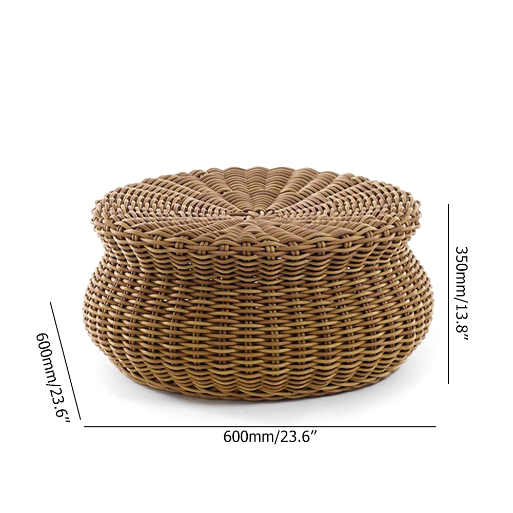 Rattan Woven Patio Side Table Round Pedestal Table window image