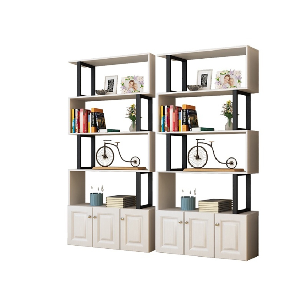 Contemporary Geometric Bookshelf with Door in White window image