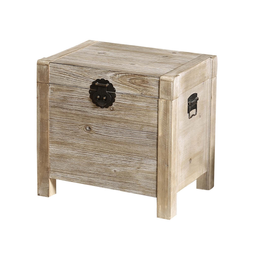 Rustic Natural Stool Wooden Ottoman with Storage window image