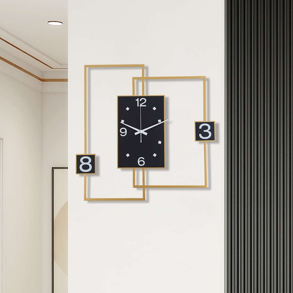 21.3" x 21.7" Geometry Rectangle Metal Wall Clock Personalized Home Decor window image