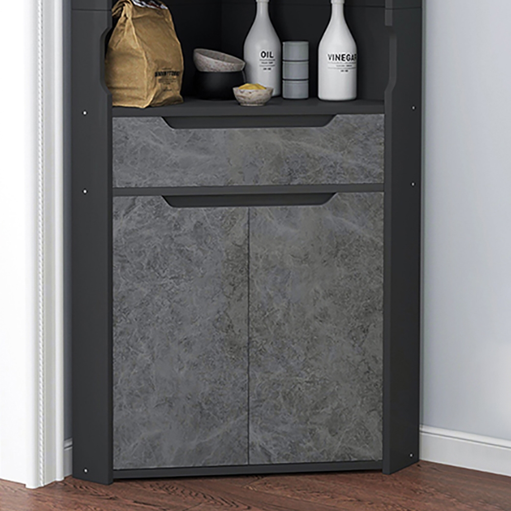 Contemporary Corner Shelf Cabinet in Black&Gray window image