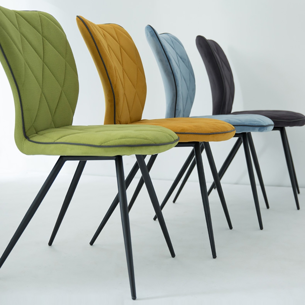 Modern Dining Chair High Back Velvet Upholstered Dining Chair Set of 2 window image