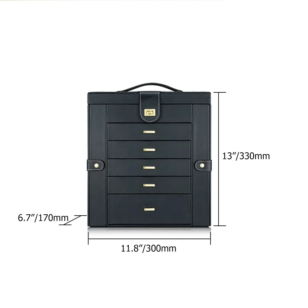 6-Tier Desk Organizer Jewelry Box with Drawers & Mirror window image