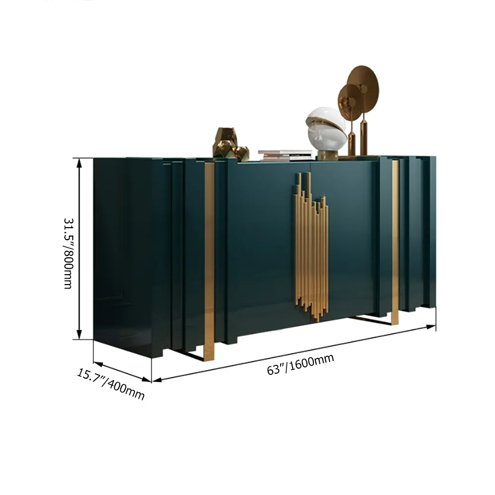 Aurea 1600mm Light Luxury Sideboard Red Rectangular Buffet 2 Doors 2 Shelves in Gold window image