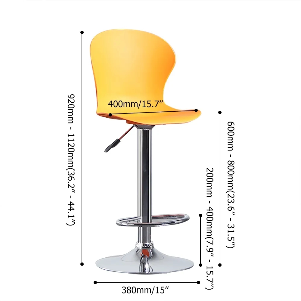 Modern Bar Height Bar Stool with Backrest PP Material Height Adjustable window image