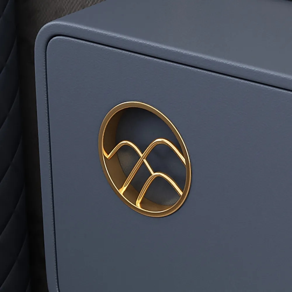 Modern Gray Nightstand Luxury 1-Drawer Faux Leather Bedside Table Gold Finish window image