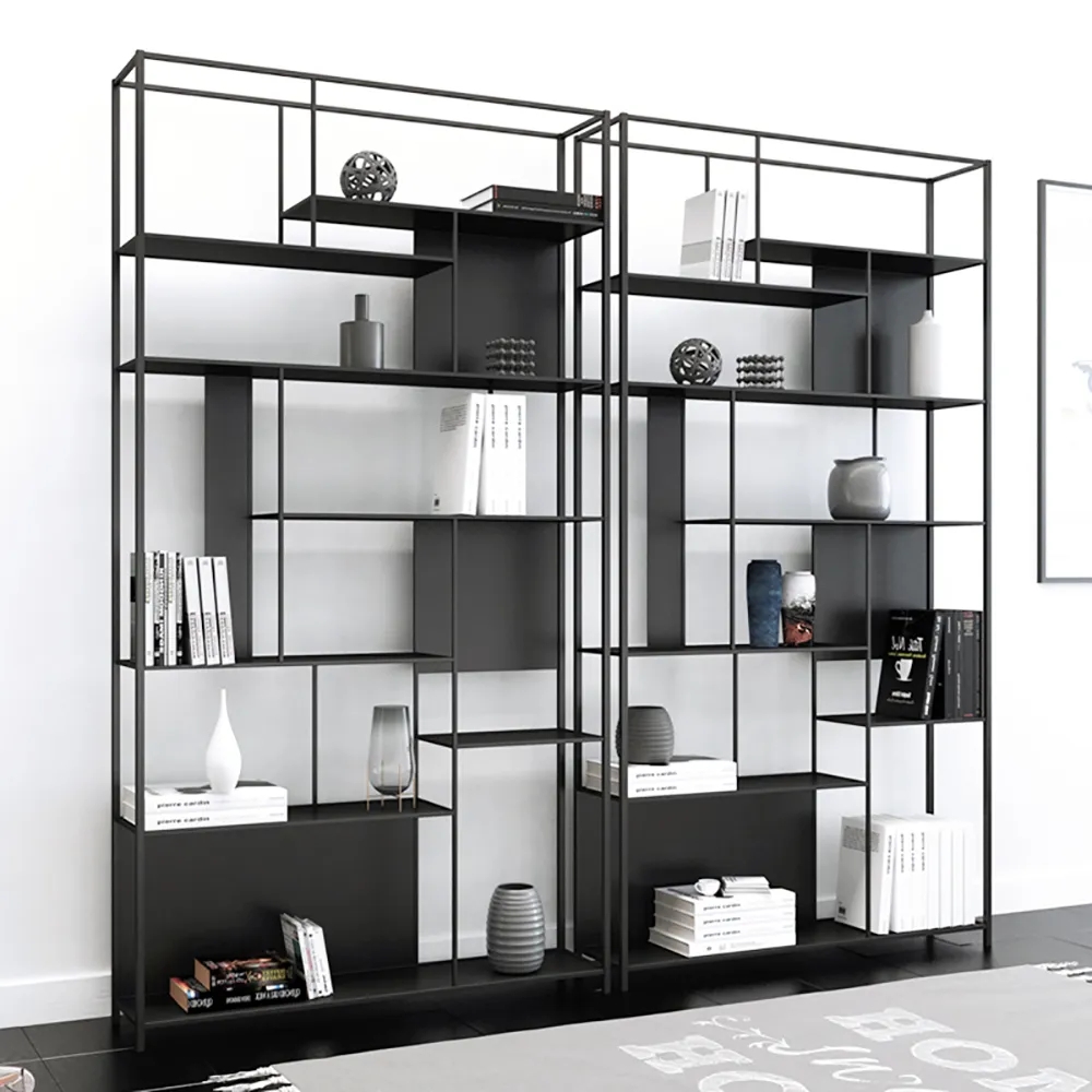 Contemporary Standing Geometric Bookshelf in Metal window image