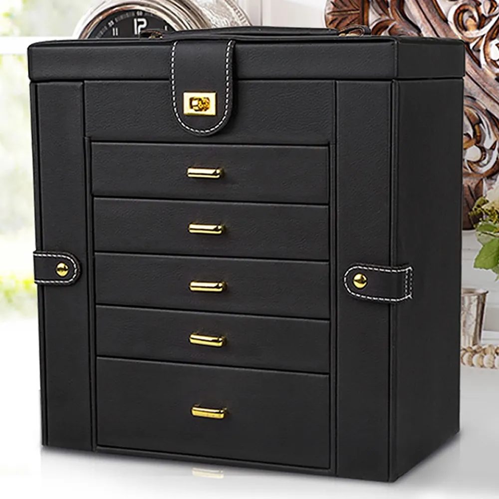 6-Tier Desk Organizer Jewelry Box with Drawers & Mirror window image