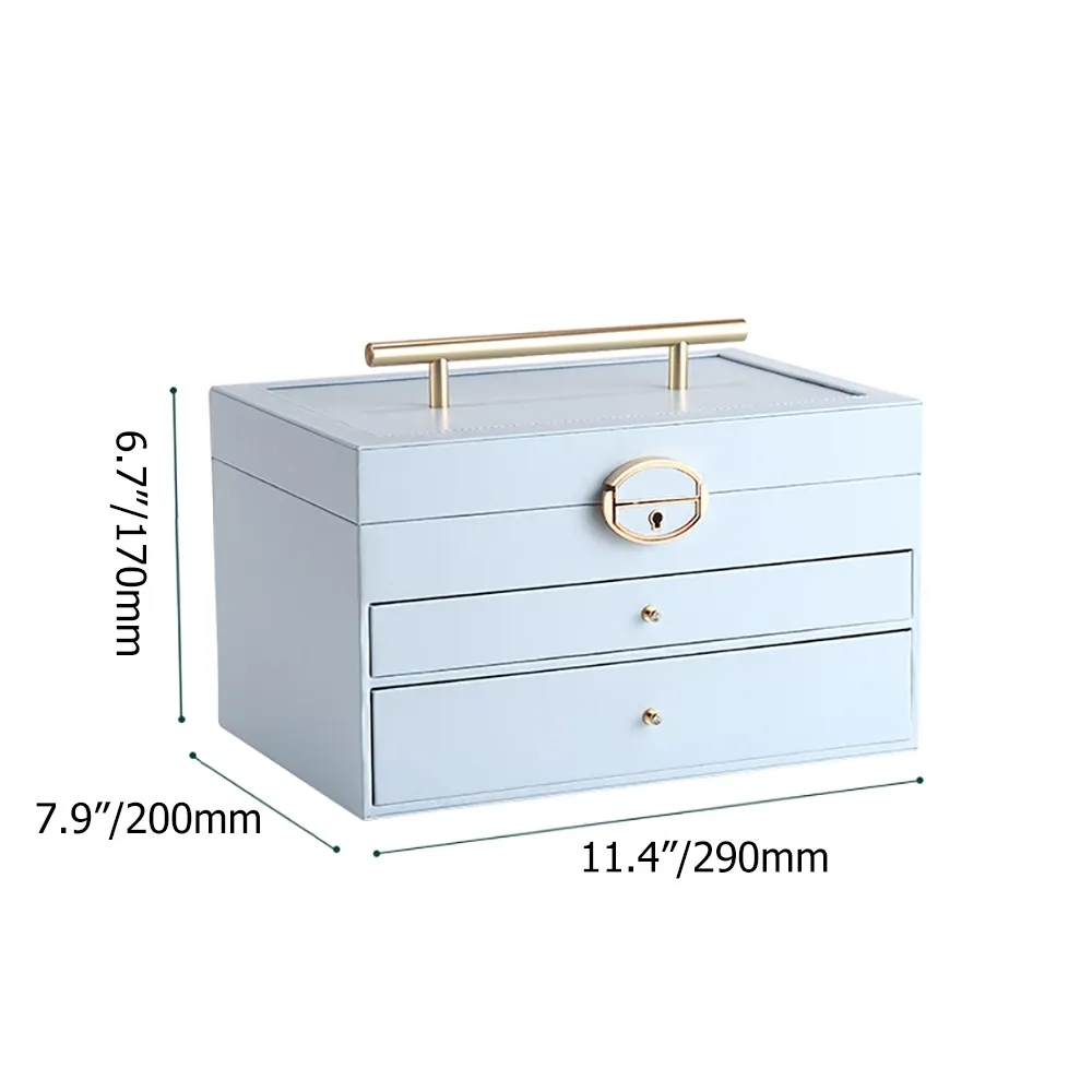 Modern Jewelry Box Desk Organiser with Drawers&Mirror window image