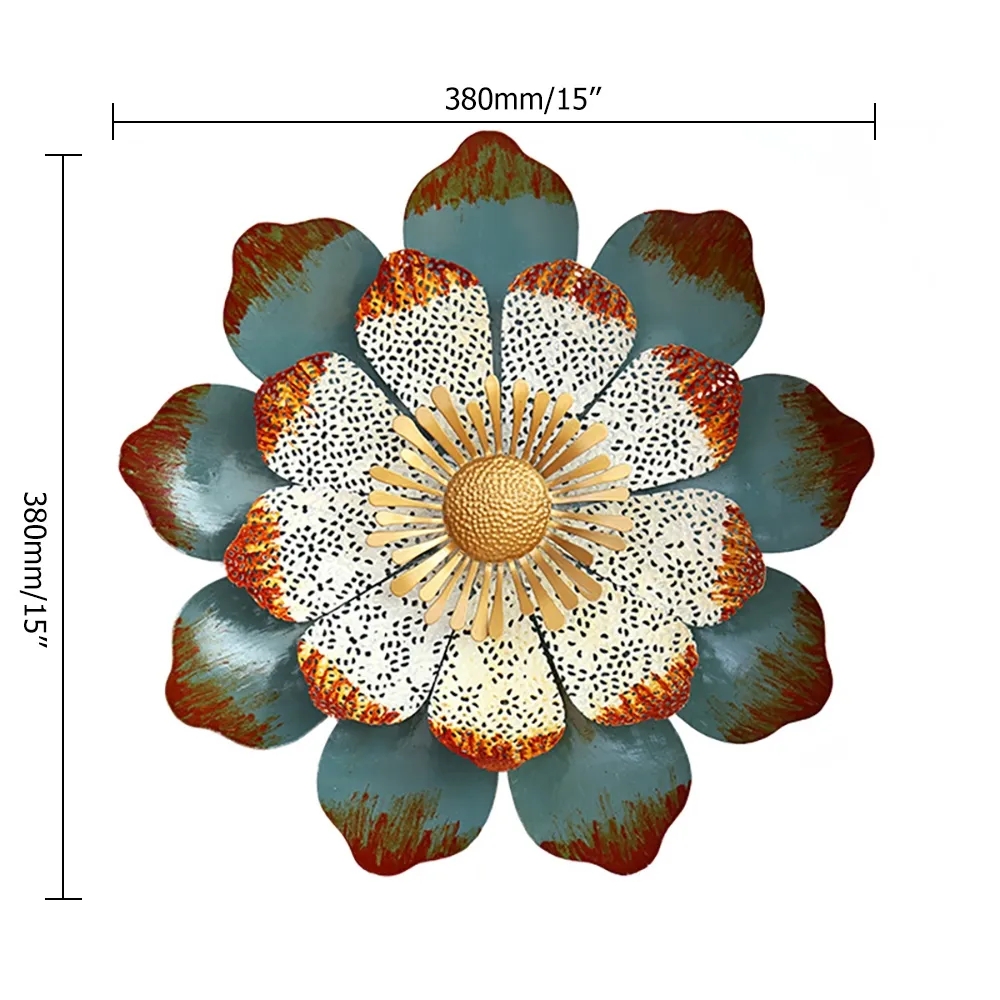 15" Creative 3D Metal Lotus Flower Wall Decor Home Room Background Art window image