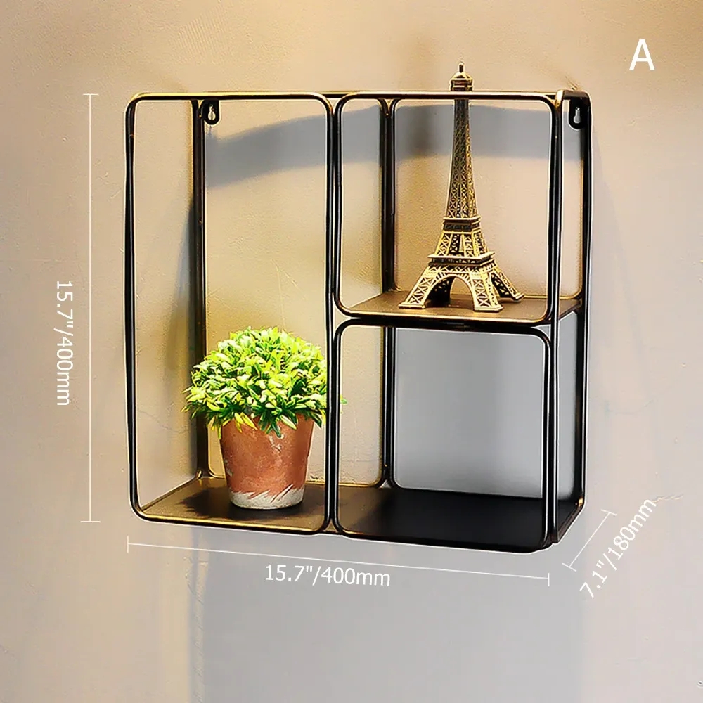 Modern Wall Mounted Shlef in Black Metal Style A window image