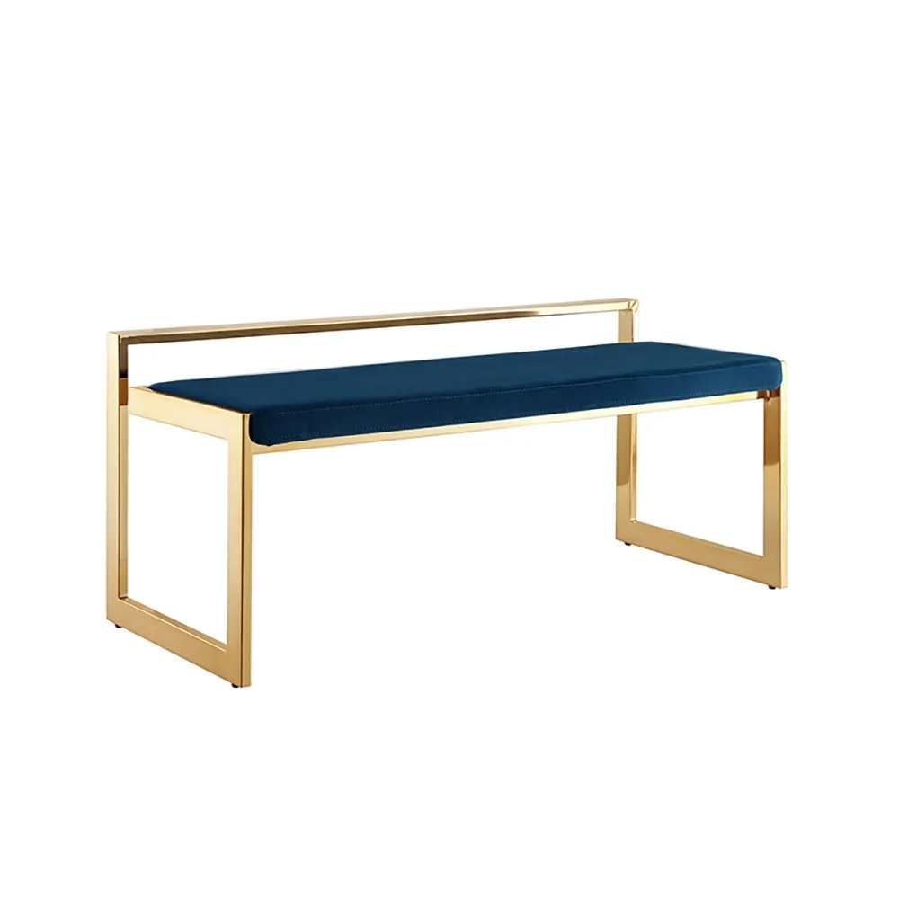 Modern Bench Velvet Upholstered Bench in Gold Finish window image