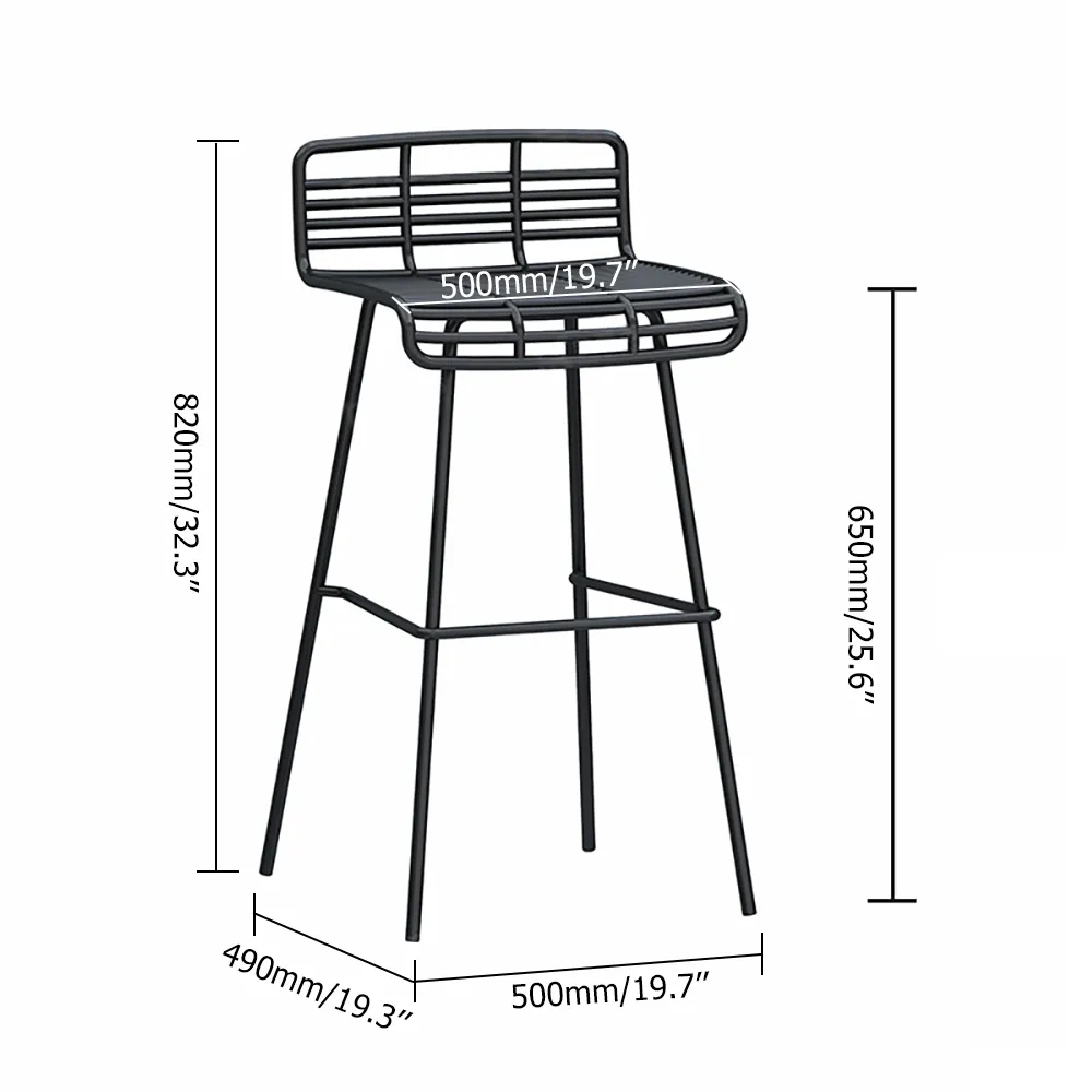 Modern Height Bar Stool with Backrest Hollow Bar Chair Set of 2 window image