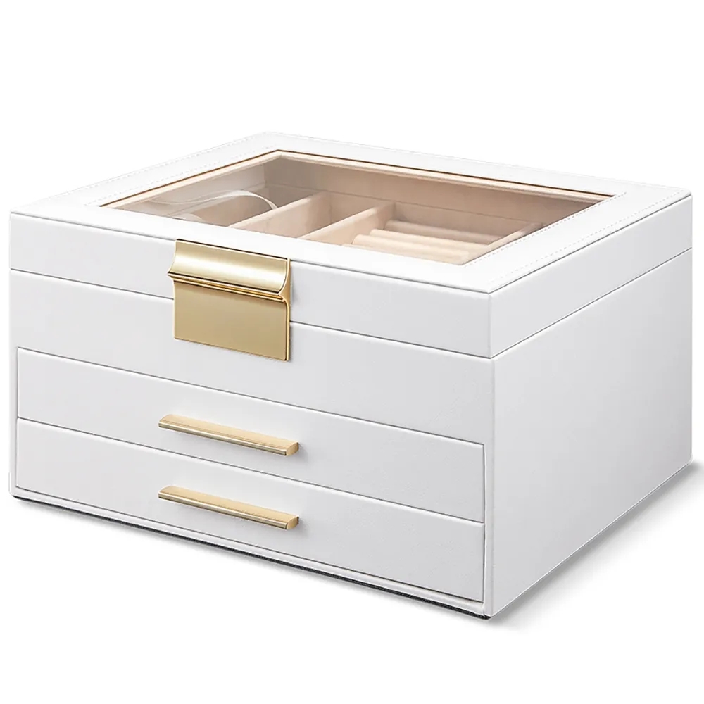 PU Leather Desk Organizer Ring Holder in White window image