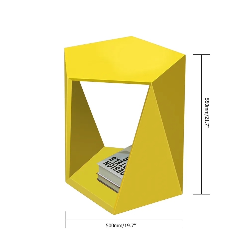 19.7" Geometric End Table with Storage Shelf in Yellow window image